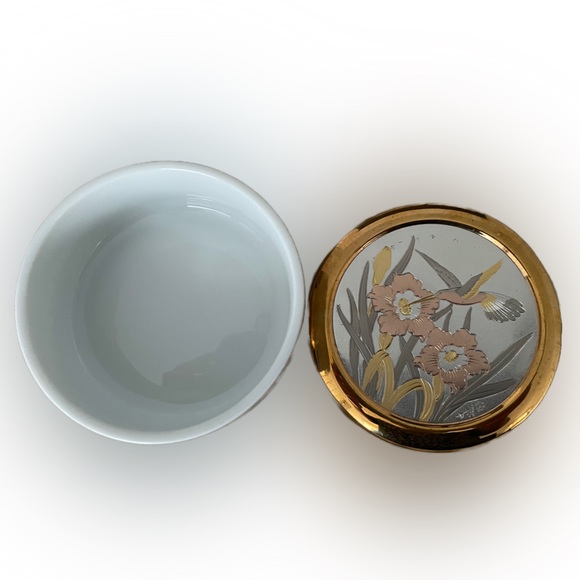 The Art of Chokin 24KT Gold-Edged Trinket Box/Plate Hummingbird Set 3 Pcs - Picture 3 of 7